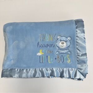 Baby Essentials THANK HEAVEN FOR LITTLE BOYS Soft Blue Blanket 39.5" L x 29.5" W